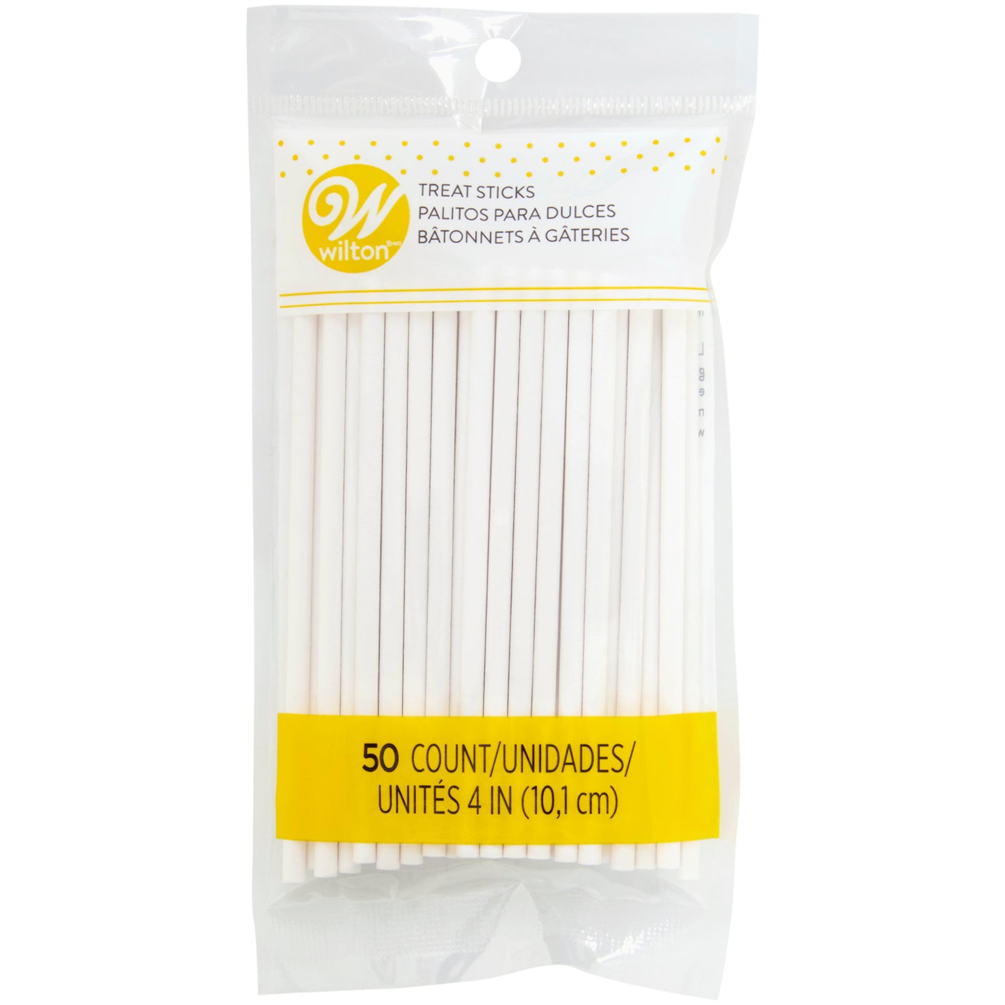 4" White Treat (Lollipop) Sticks (50 count)