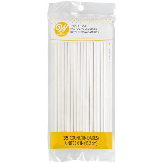 6" White Treat (Lollipop) Sticks (50 count)