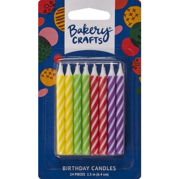 Spiral Colors with White Stripes Candles,  (24 pieces)