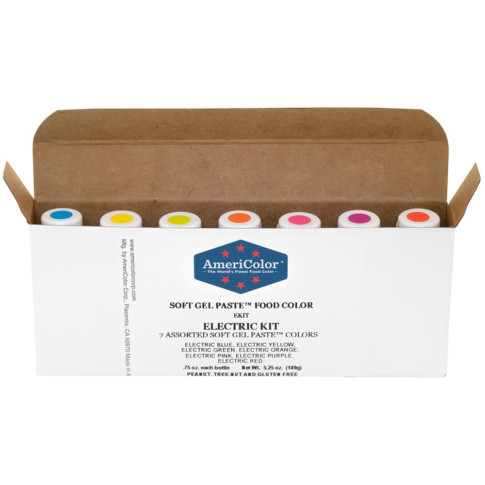 Gel Paste Electric Food Coloring Kit (qty 7 ~ .65oz each)