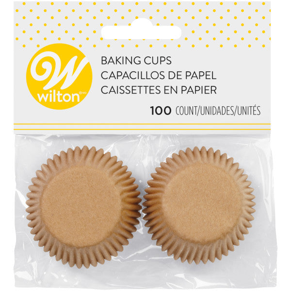 Unbleached Brown Mini Cupcake Liners, 100 count
