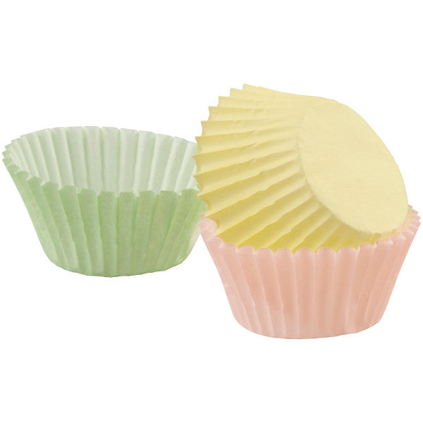 Pastel Pink, Yellow, and Green Mini Cupcake Liners, 100 count
