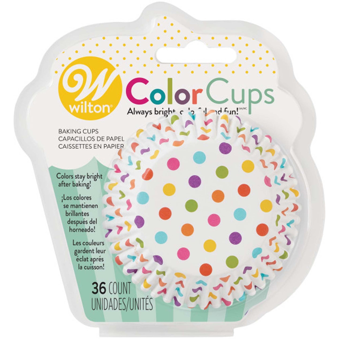 Rainbow Dots Baking Cups, 36 count