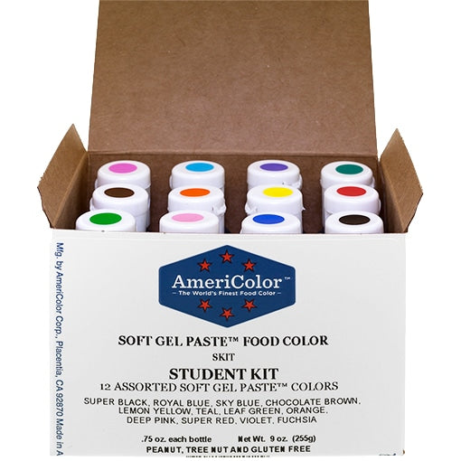 Gel Paste Student Food Coloring Kit (qty 12 ~ .65oz each)